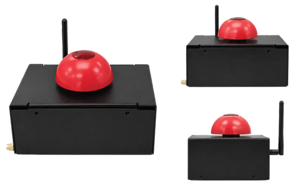 CLEAR(SAFE) 화면 — Range 0.05~2.00m, Distance 4.21m 표시 OLED 터치 디스플레이